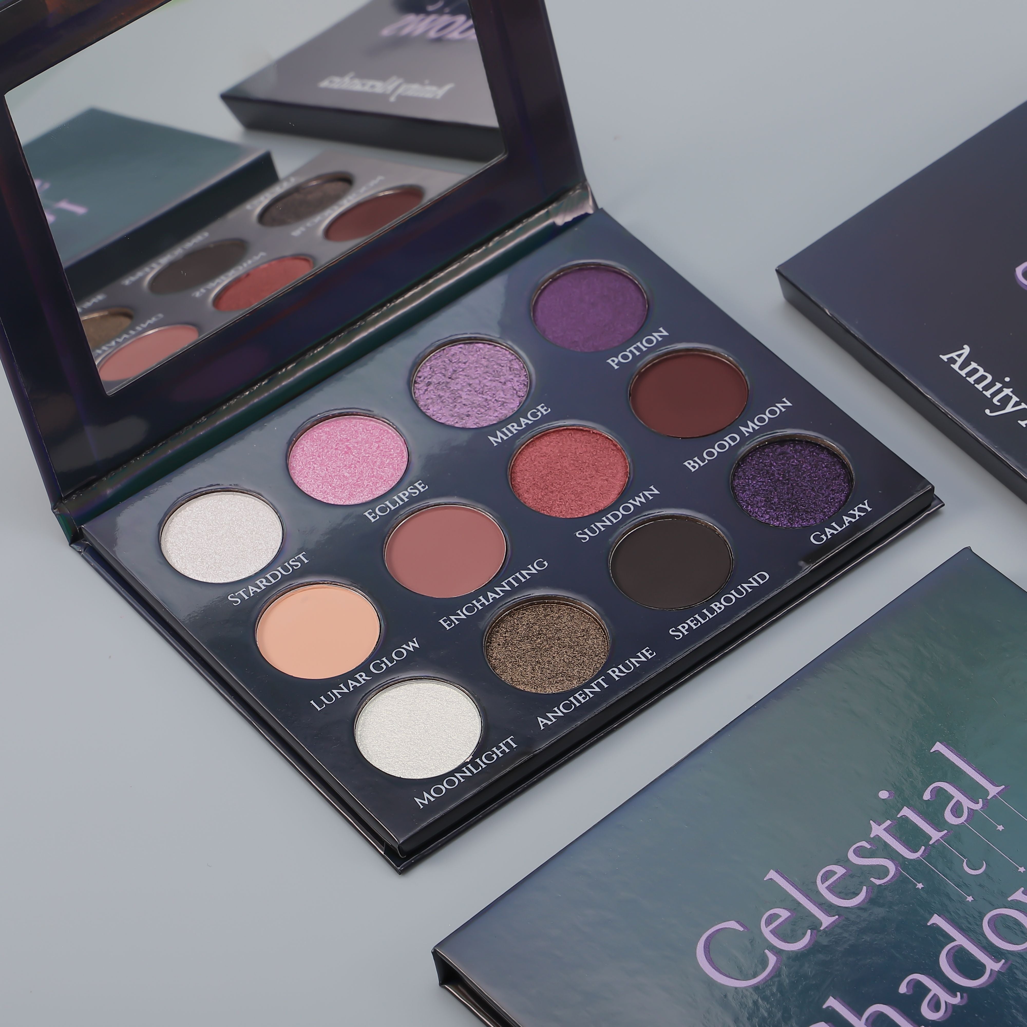 12-shade Celestial Shadows Eyeshadow Palette - Matte, Shimmer, Foiled Metallic, and Duochrome Finishes