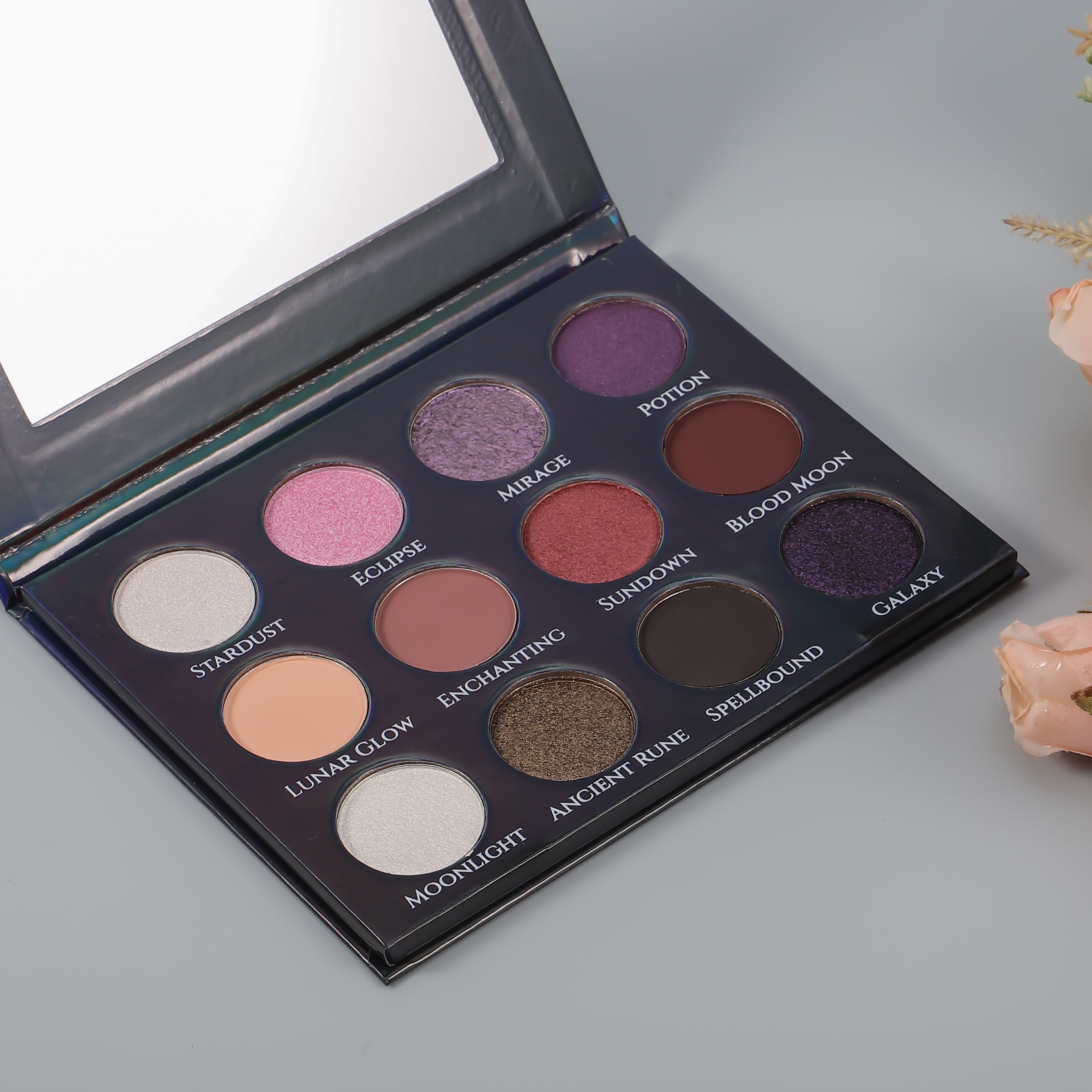 12-shade Celestial Shadows Eyeshadow Palette - Matte, Shimmer, Foiled Metallic, and Duochrome Finishes