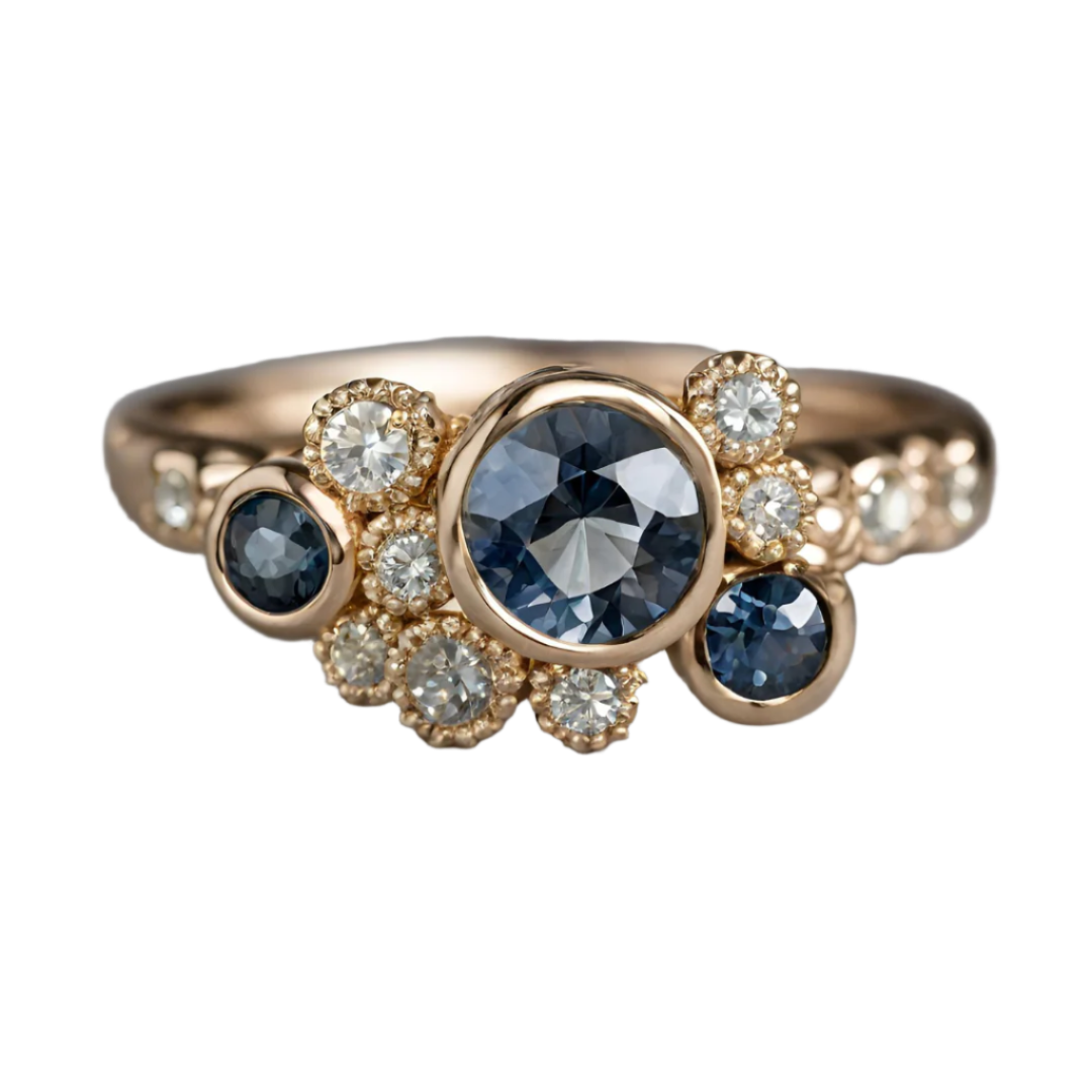 Gleam Ring with Montana Sapphires and Lab-Grown Diamonds in 14k Gold