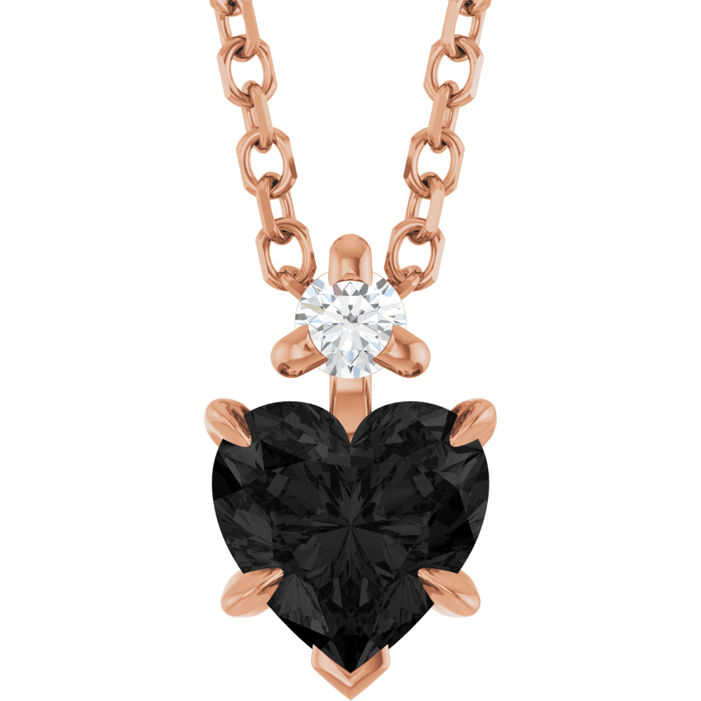 14k Gold Heart's Desire Necklace with Onyx or Garnet