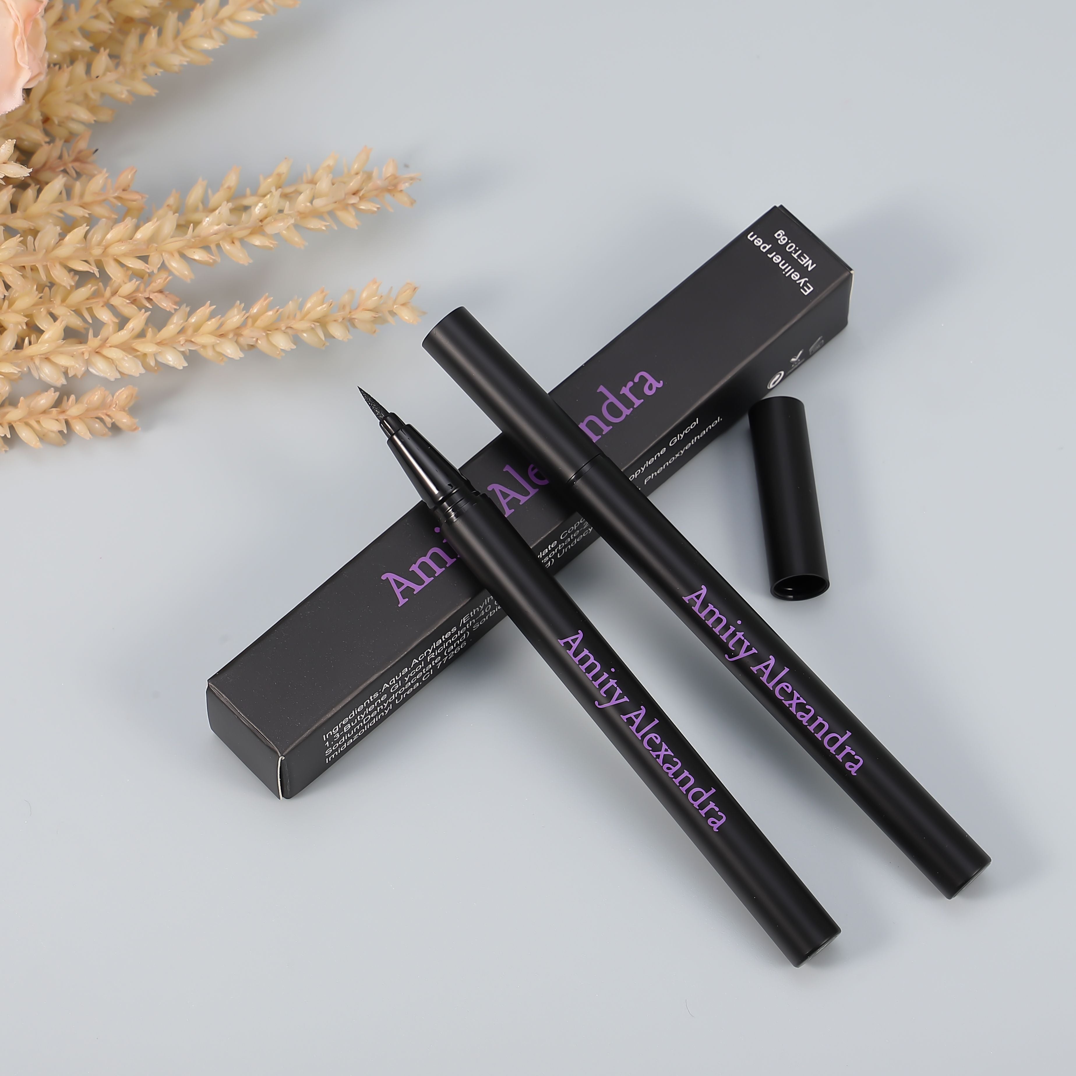 Amity Alexandra Liquid Eyeliner - Intense Black, Precision Application