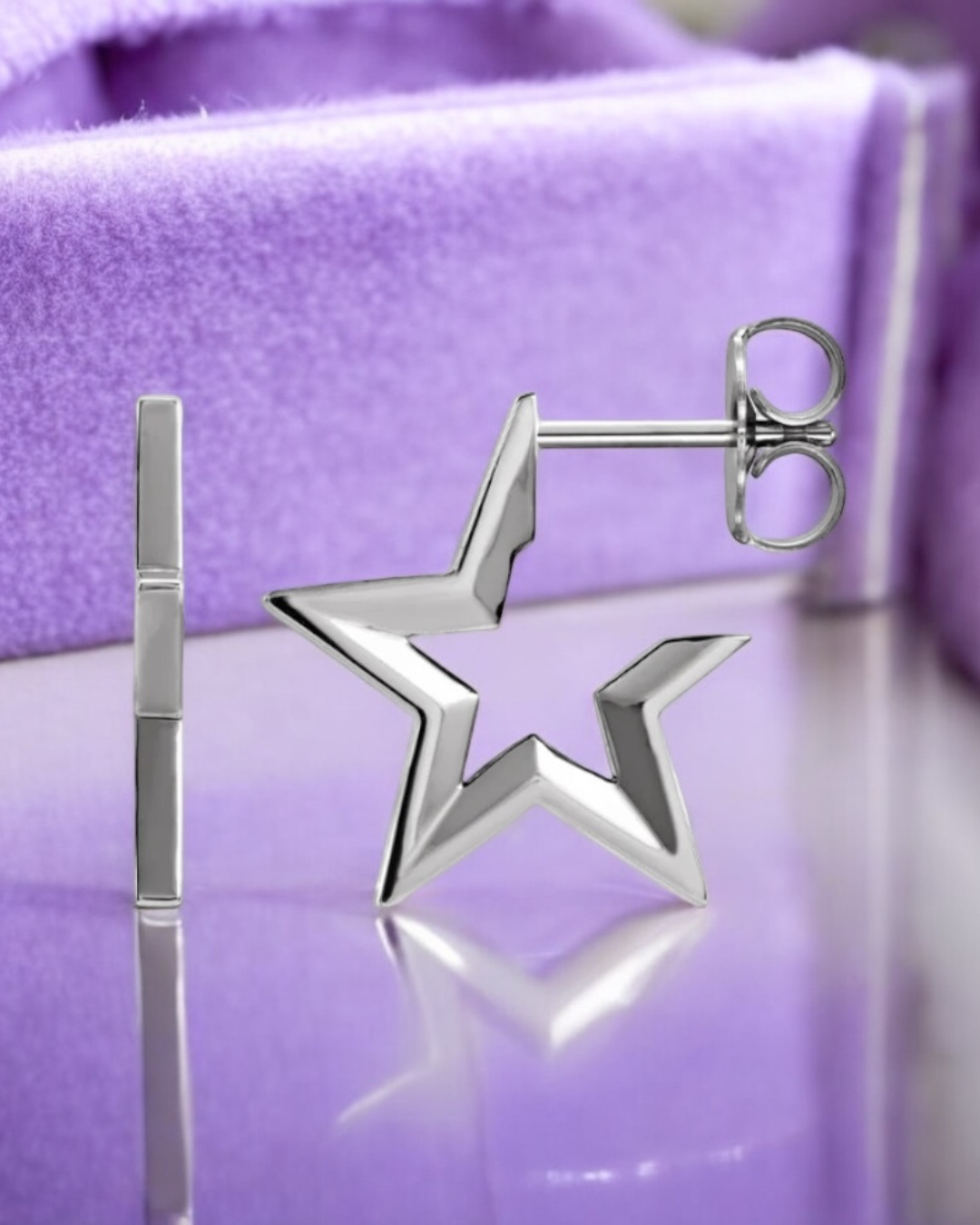 White gold Starburst Earrings with open-star design