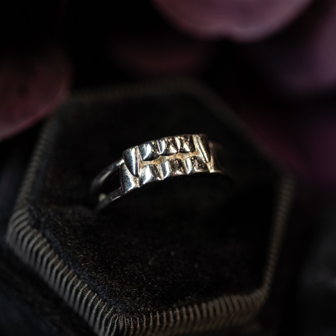 Polished Silver Vampire's Bite Ring with Fang Design