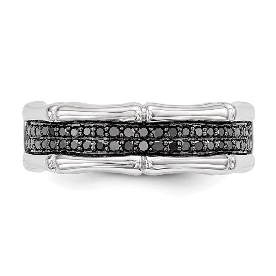 Men's Sterling Silver & Black Diamond Ring