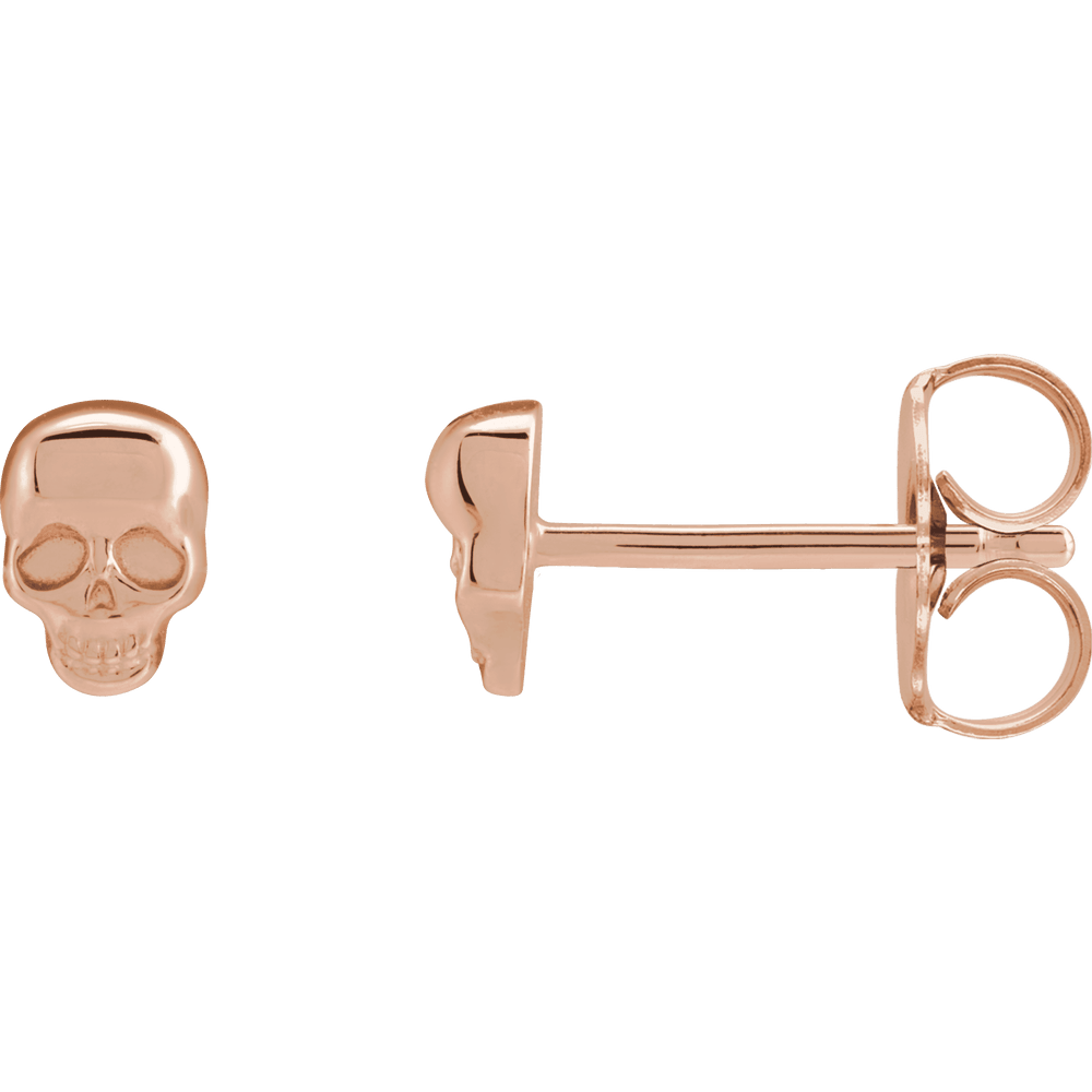 Rose Gold Skull Stud Earrings