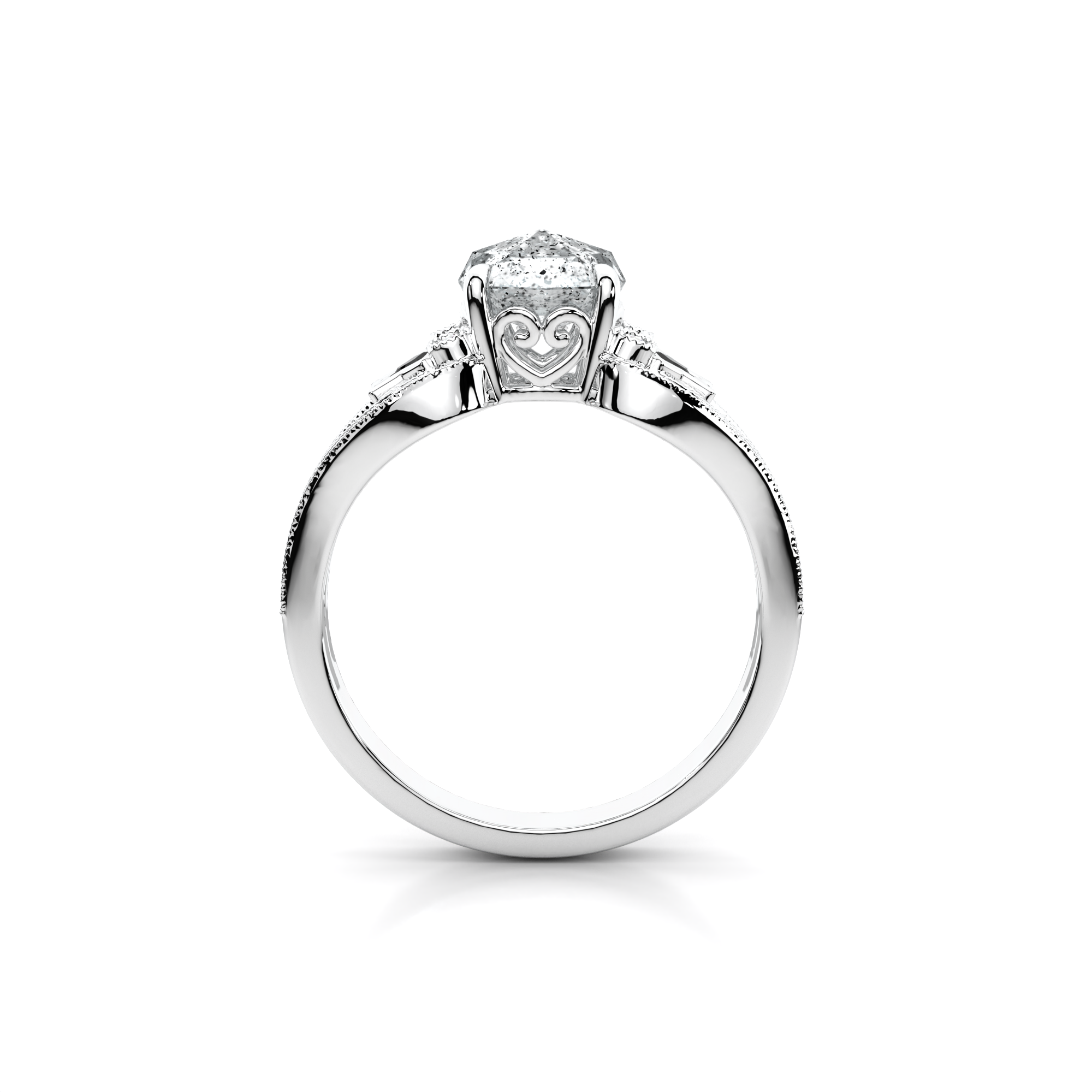 Moonbeam Ring in 14k white gold with salt and pepper diamond, star shaped black moissanite, and pave set lab grown diamonds