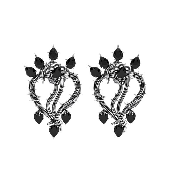 アクセサリー HUMAN MADE Heart Silver Earrings \"Black Buy Human Made Heart Earring 'Black' - HM27GD065 BLAC | GOAT